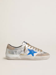 Men's Super-Star LTD in silver metallic suede with leather star and suede heel tab