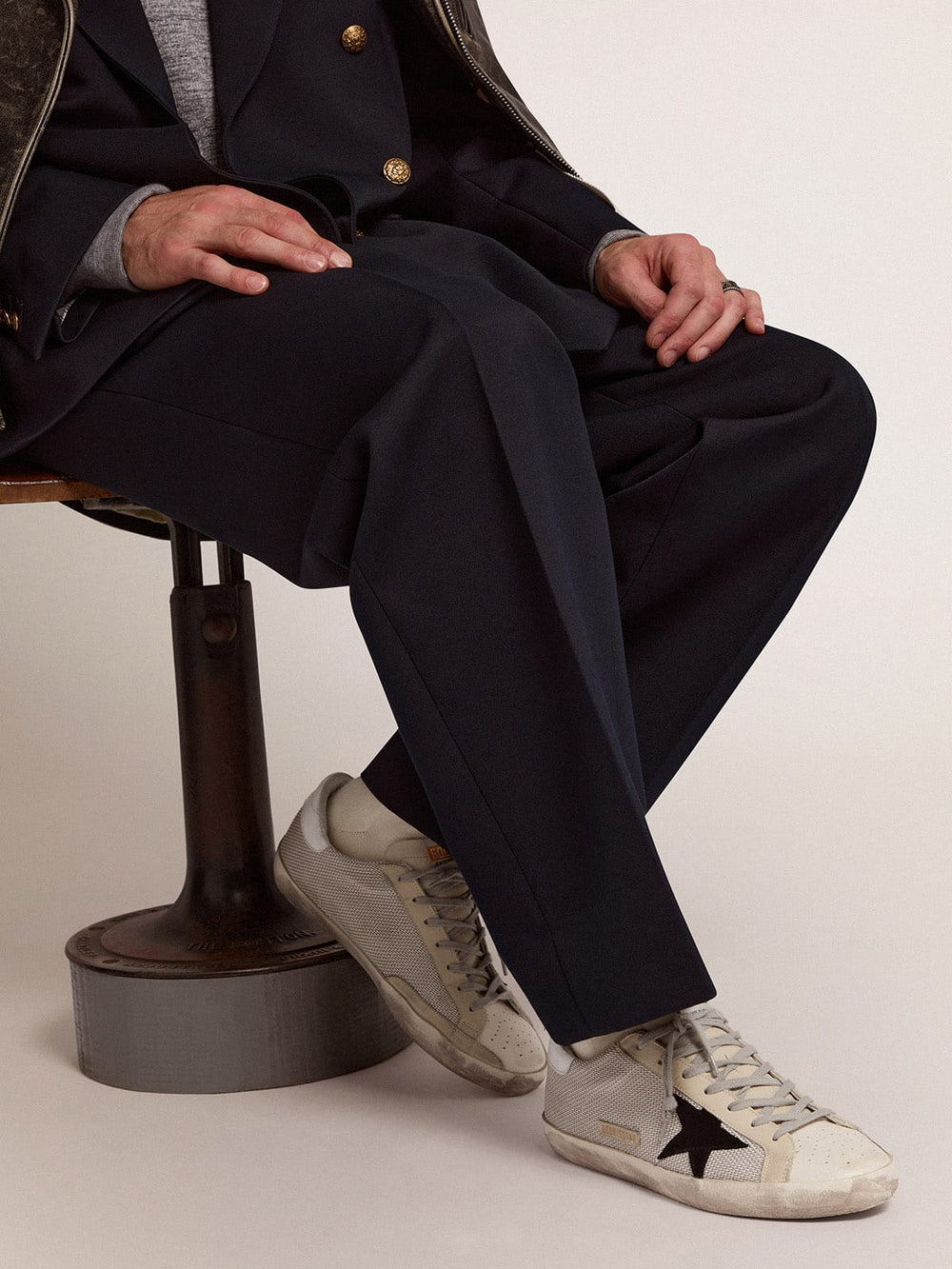 Men's Super-Star in leather with black star