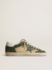Men's Super-Star in cream mesh and green nappa with nappa star