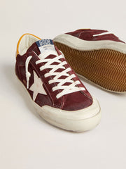 Men’s Super-Star in brick-red suede with white leather star and animal-print heel tab