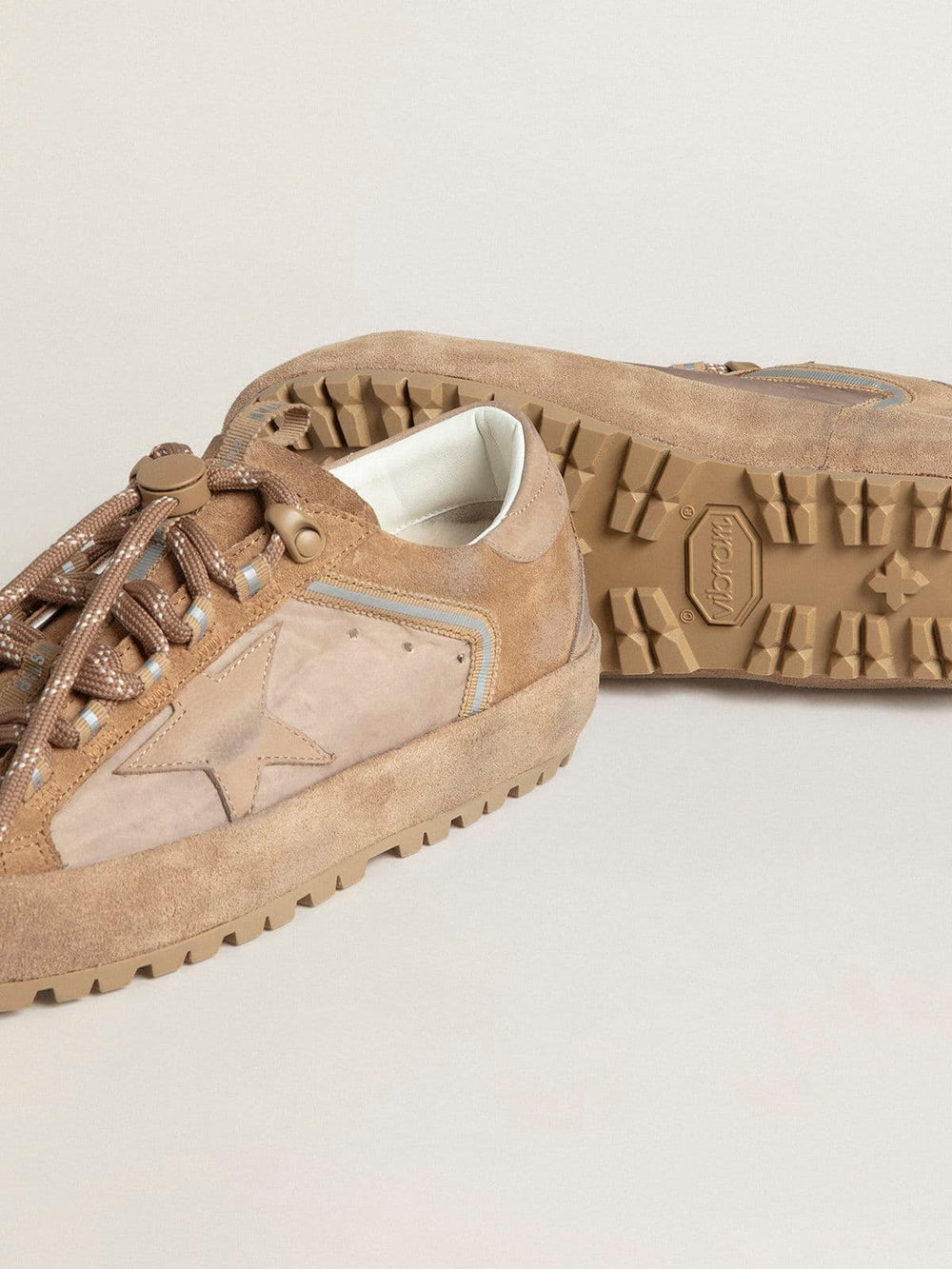 Men's Super-Star Ski in Dolmias and caramel suede with marble nubuck star and heel tab