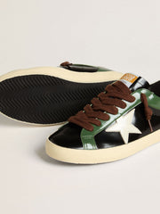 Men’s Super-Star LTD in black laminated leather with white leather star and heel tab