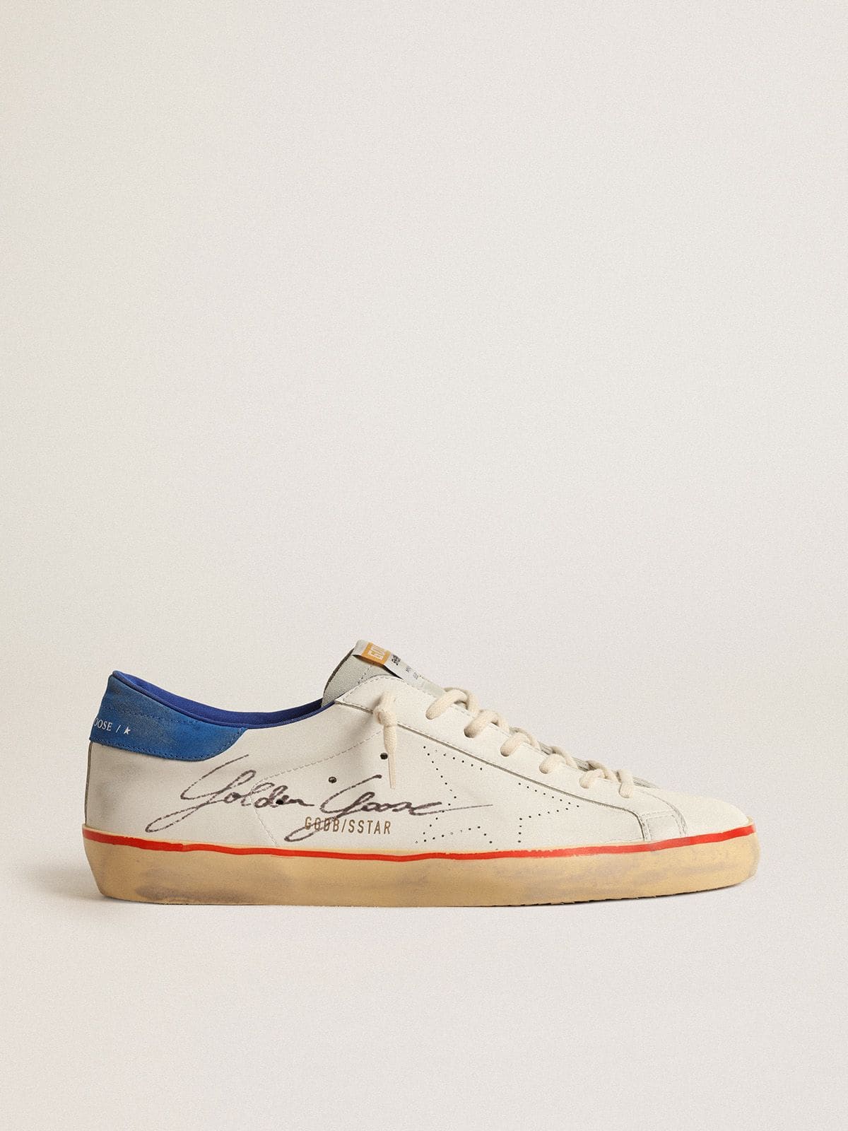 Men’s Super-Star with perforated star and blue suede heel tab