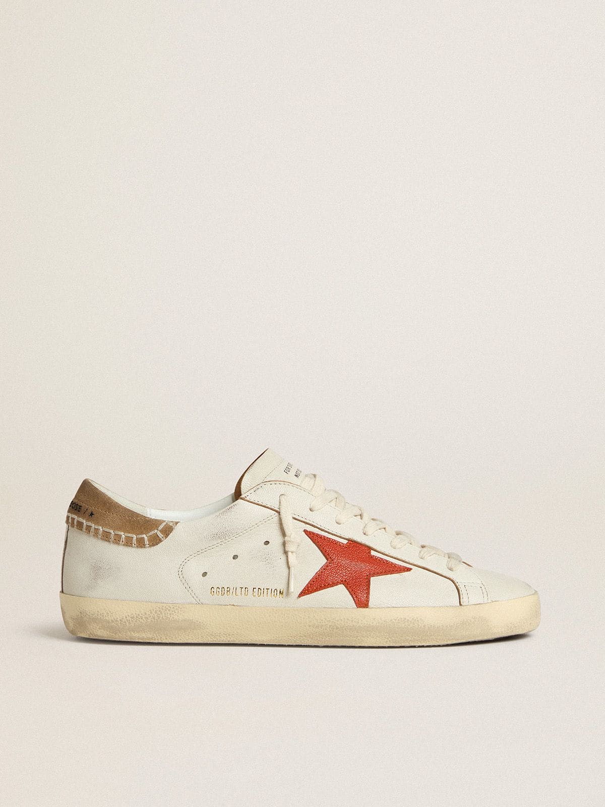 Men's Super-Star LTD in nappa leather with orange leather star and tobacco suede heel tab