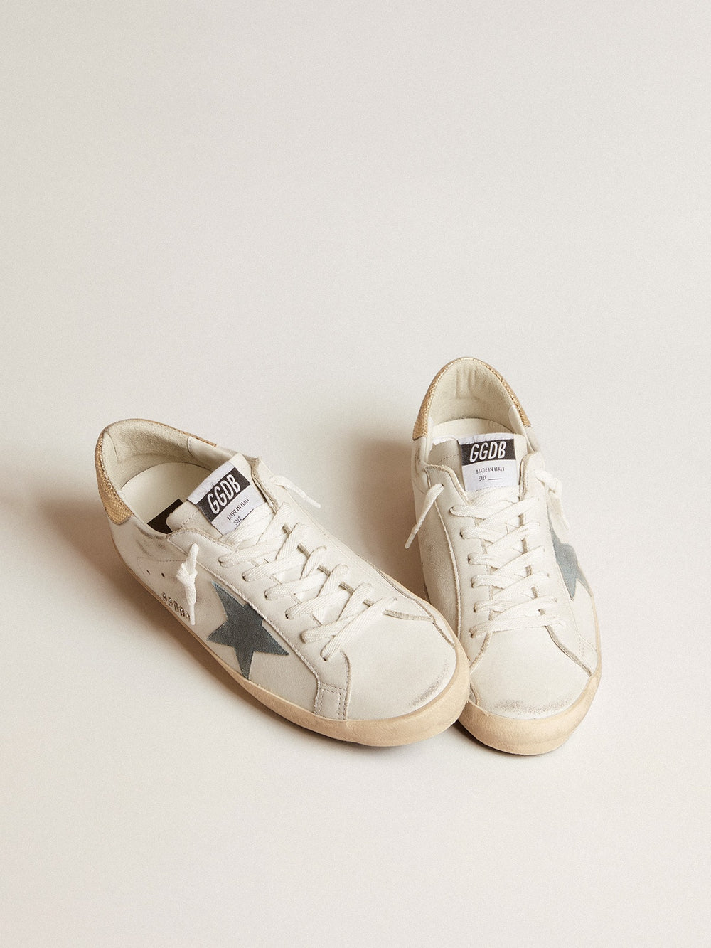 Men's Super-Star with suede star and platinum snake-print leather heel tab