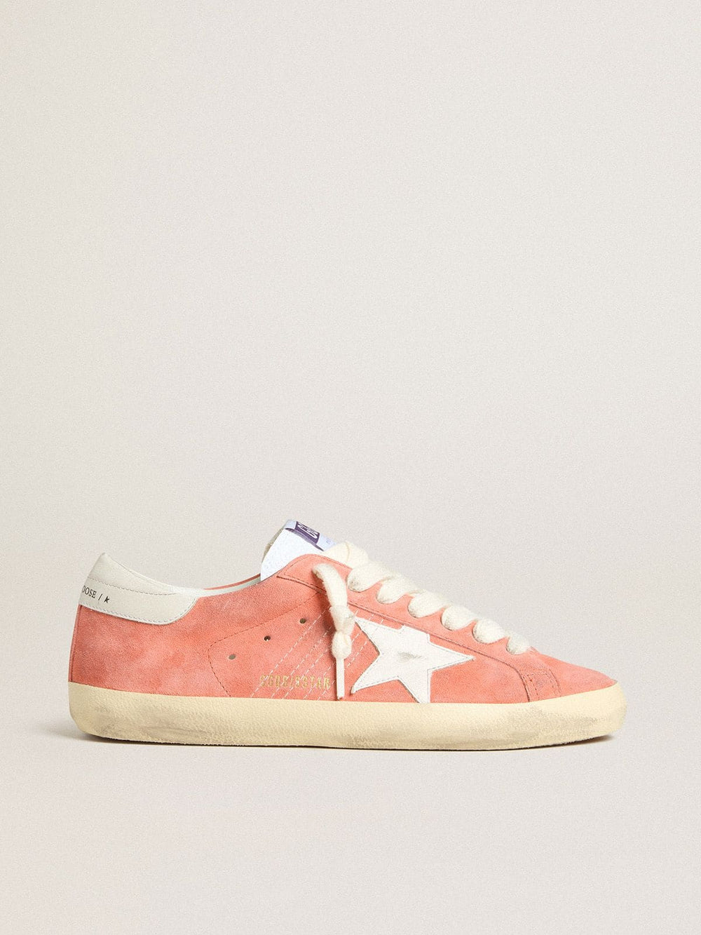 Men’s Super-Star in coral suede with white leather star and heel tab