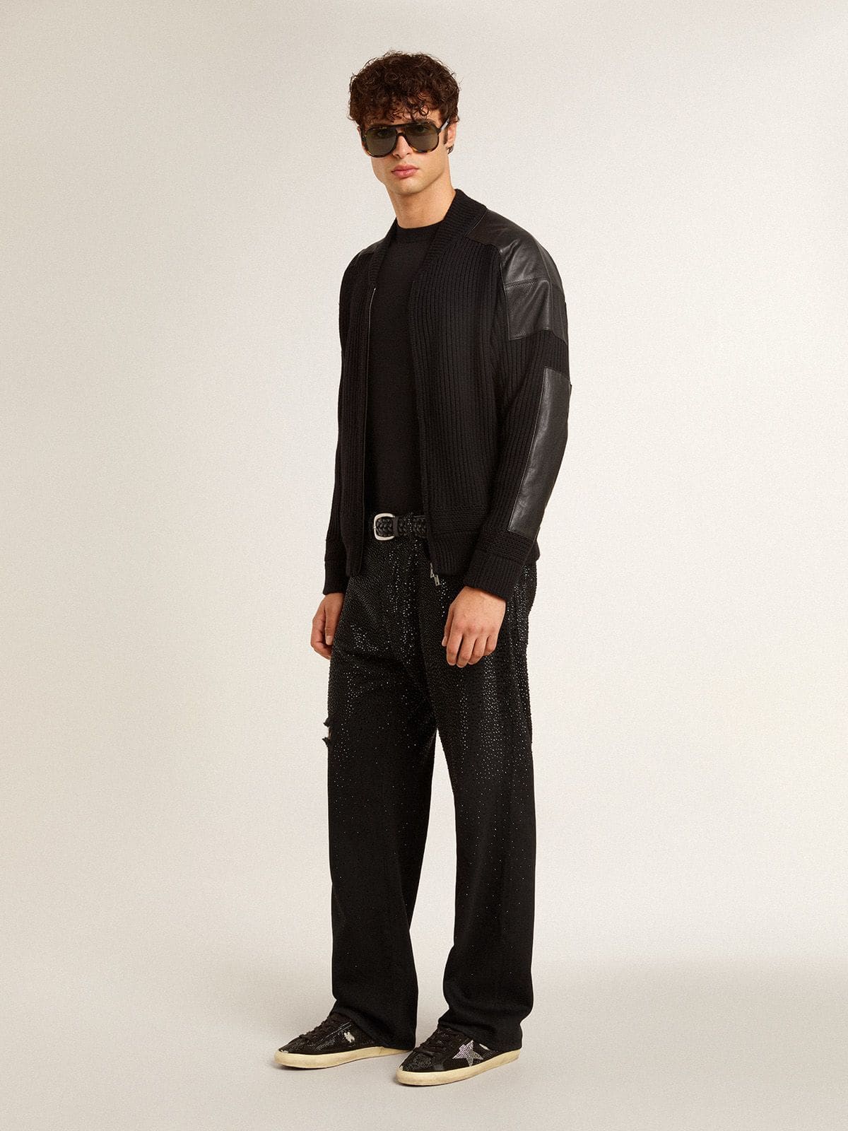 Men's Super-Star in suede and Swarovski crystals with silver star