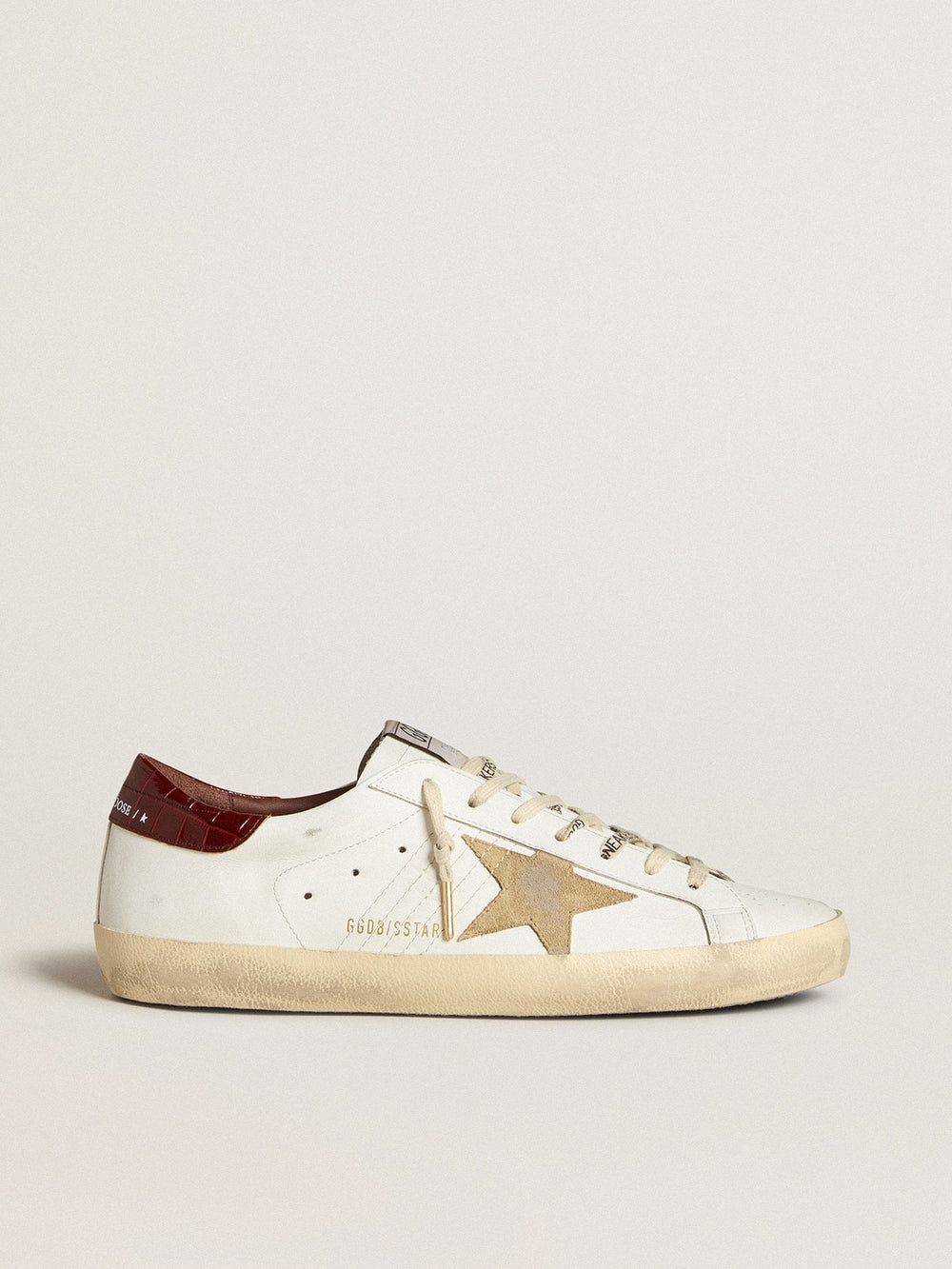 Men's Super-Star with sand suede star and red croc-print leather heel tab