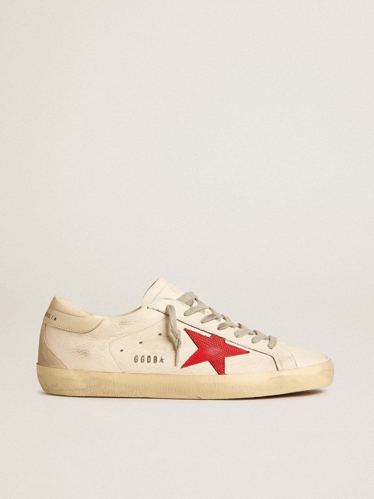 Men's Super-Star in nappa with red star and cream leather heel tab