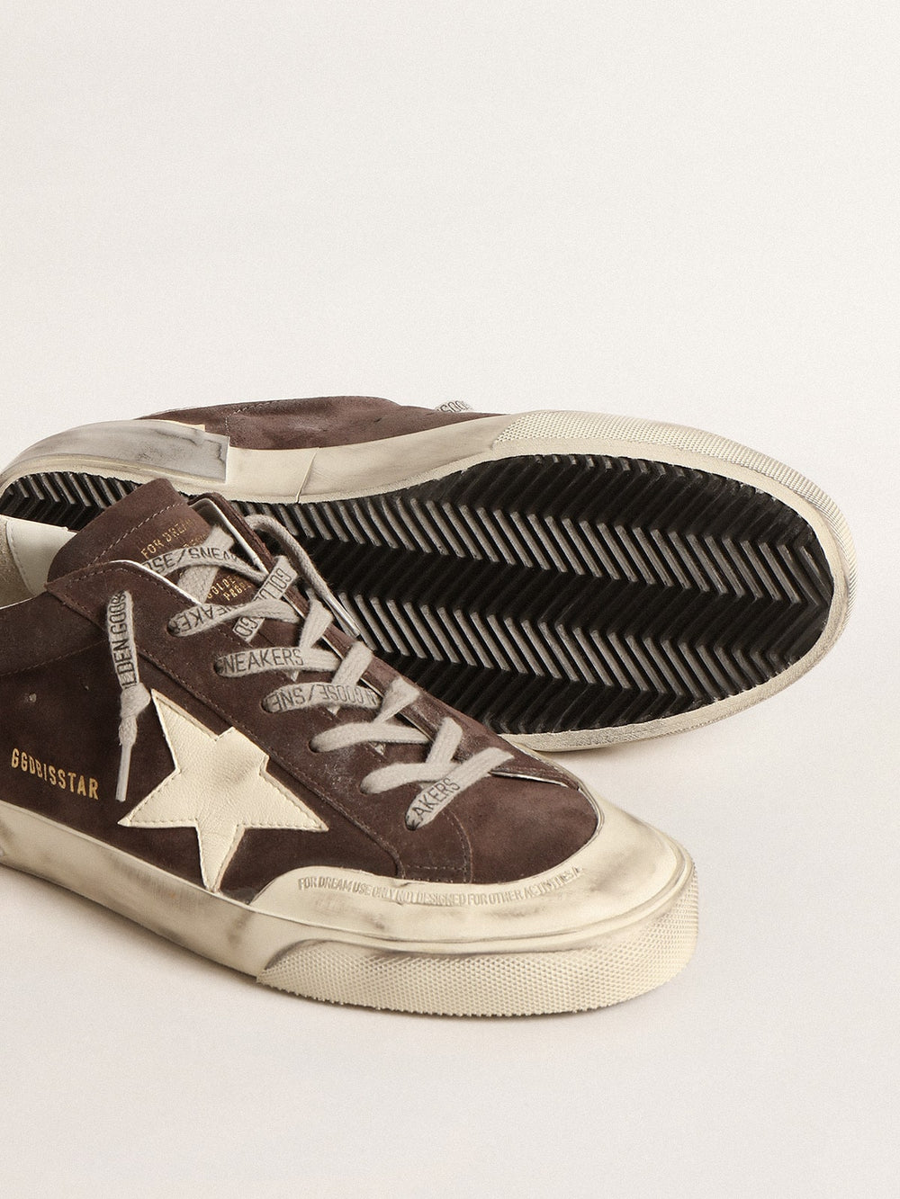 Men's Super-Star in gray suede with ecru nappa star and heel tab