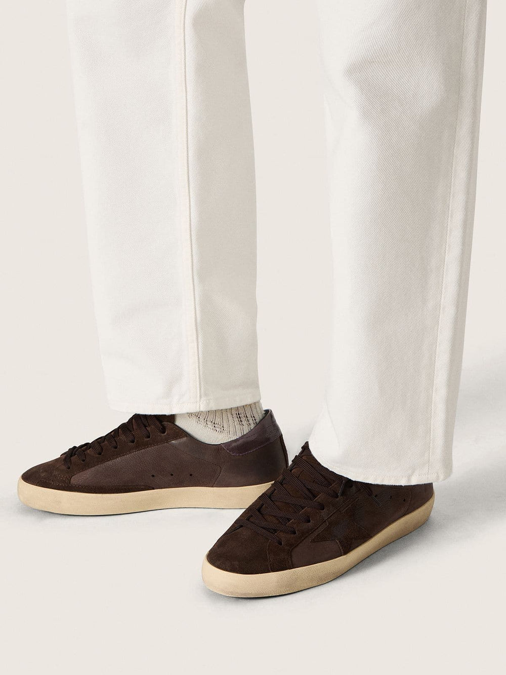 Men's Super-Star LTD in brown nubuck with suede star and purple leather heel tab