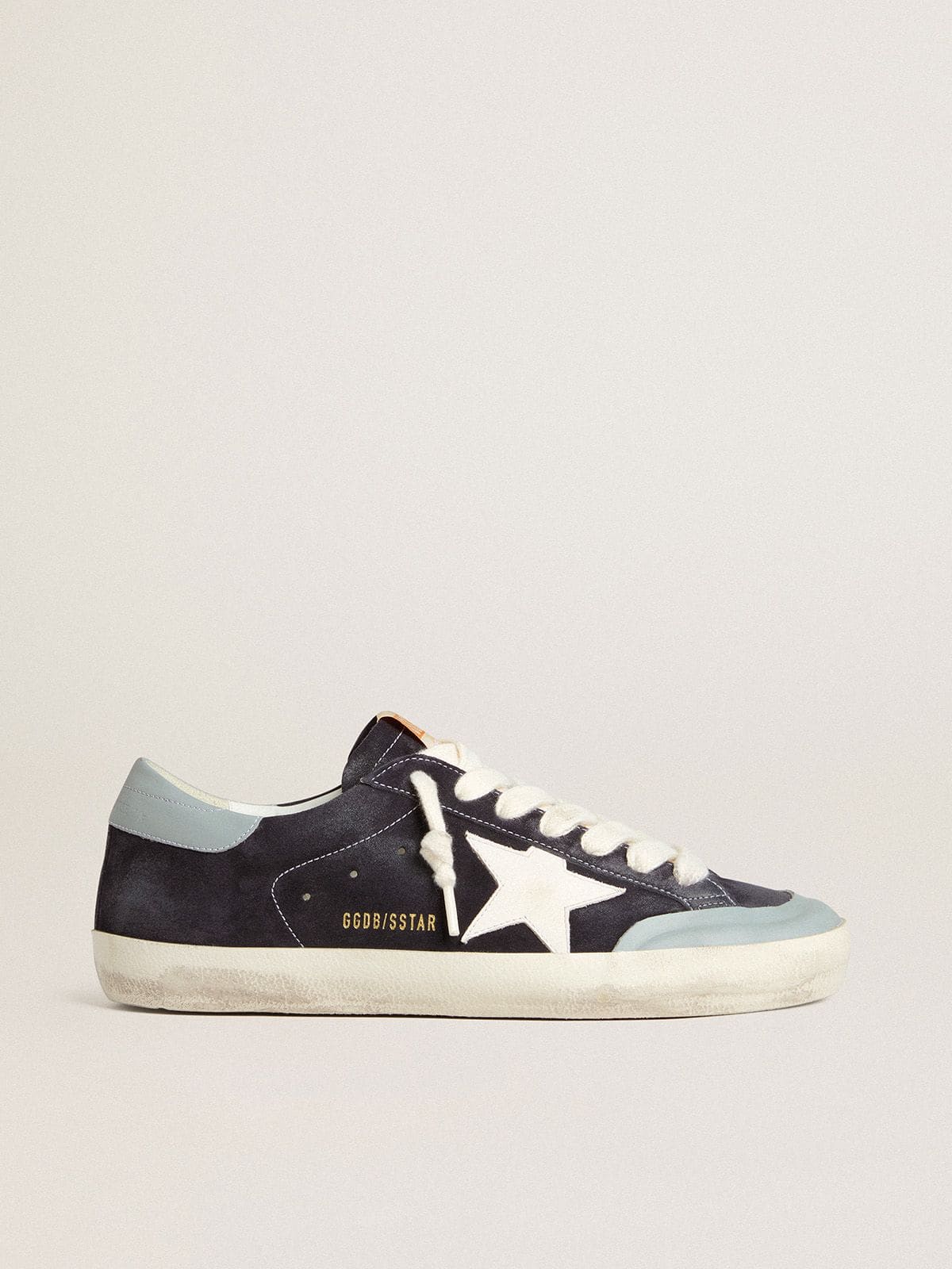 Men's Super-Star in midnight-blue suede with white leather star and light blue leather heel tab