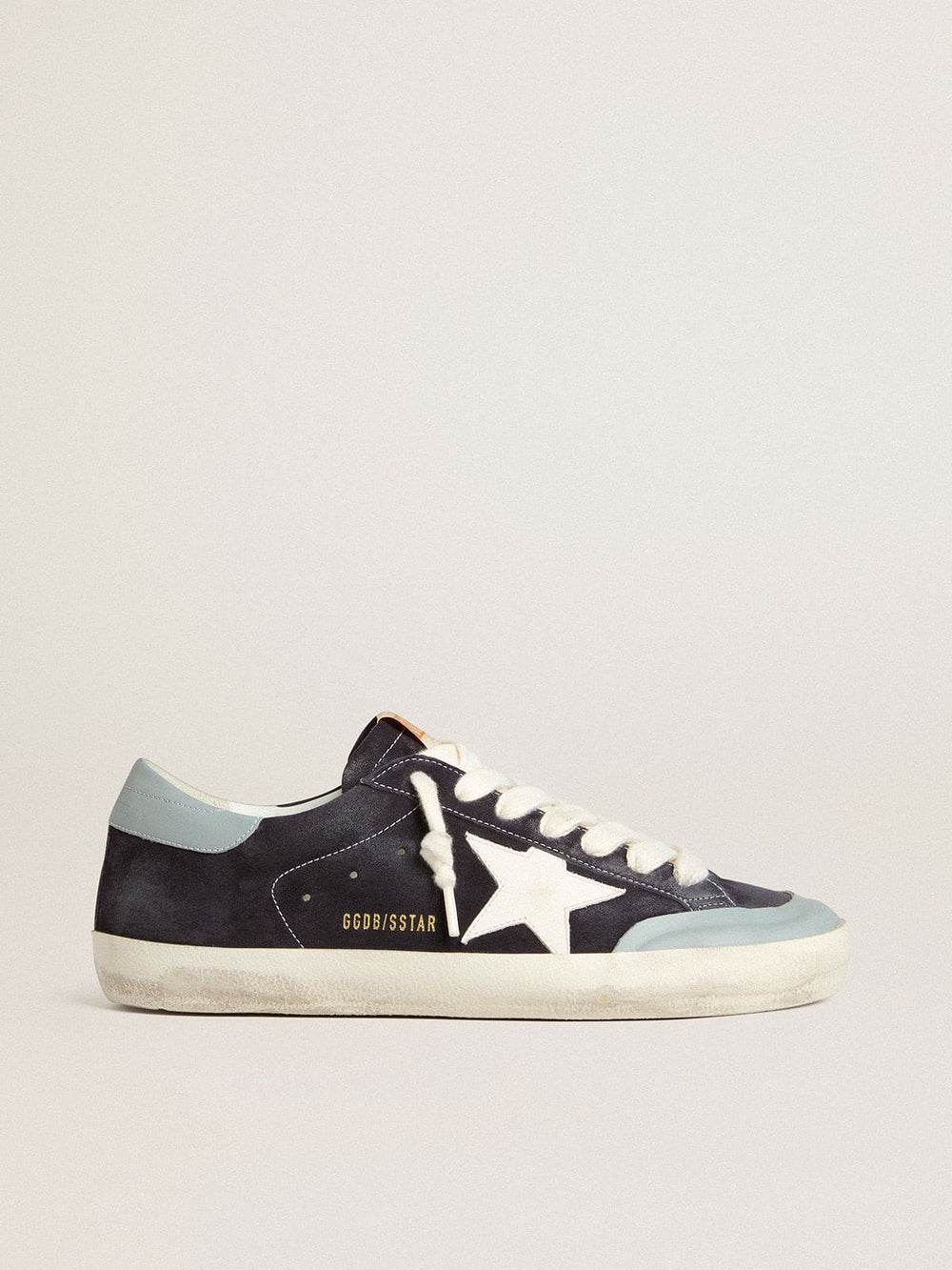 Men's Super-Star in midnight-blue suede with white leather star and light blue leather heel tab
