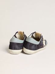 Men's Super-Star in midnight-blue suede with white leather star and light blue leather heel tab
