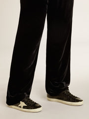 Men's Super-Star in black patent leather with suede star and heel tab