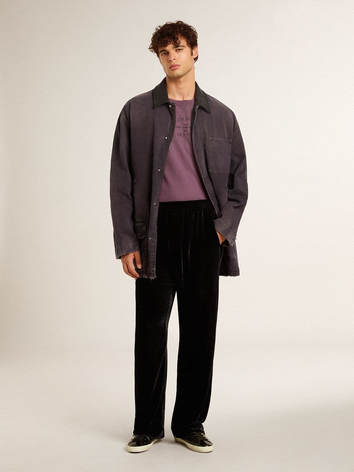 Men's Super-Star in black patent leather with suede star and heel tab