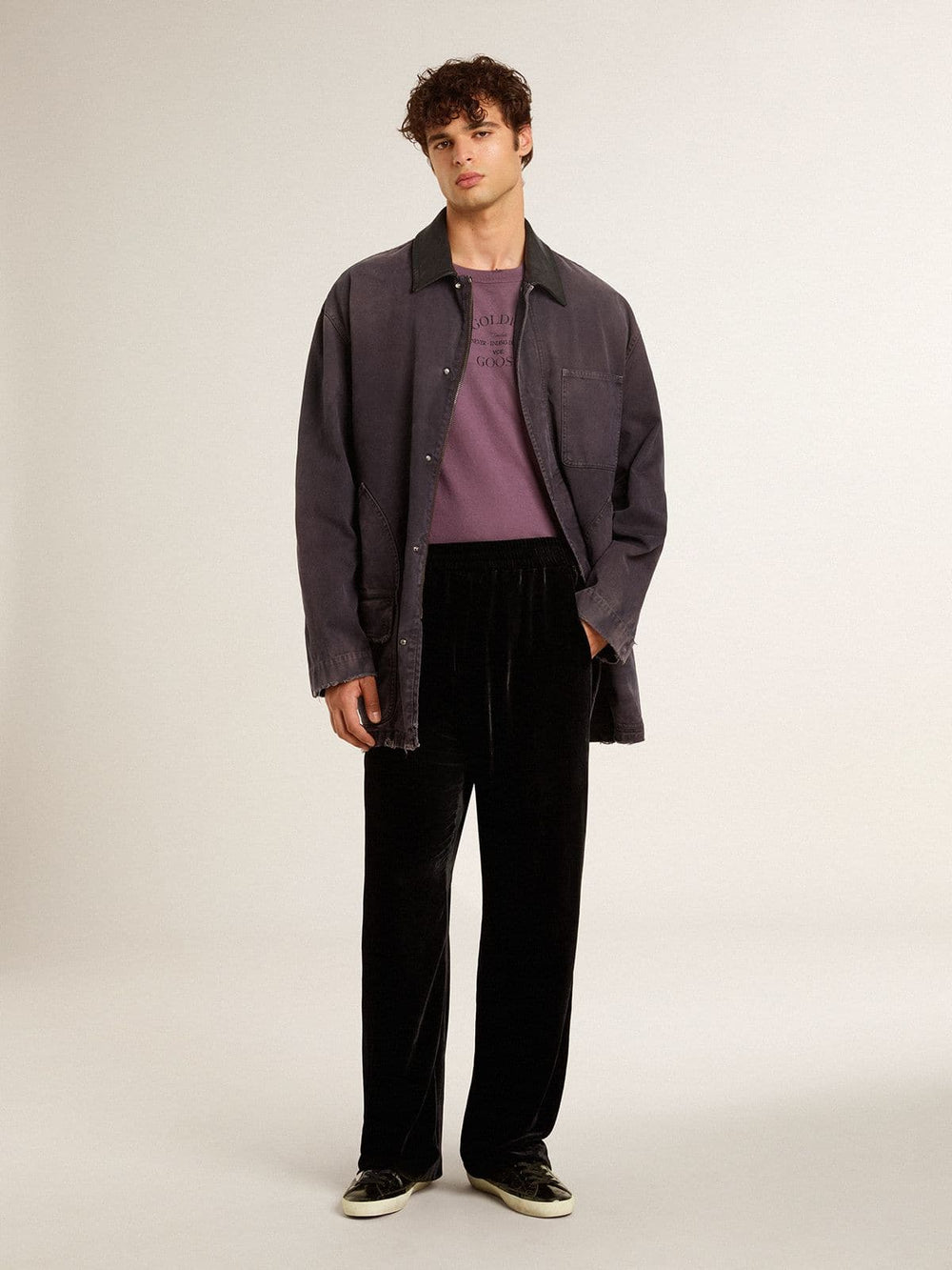 Men's Super-Star in black patent leather with suede star and heel tab