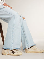 Men's Super-Star in leather with black denim star and black leather heel tab