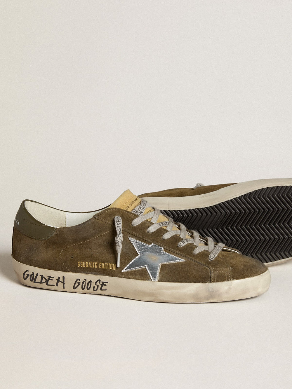 Men's Super-Star LTD in suede with metallic leather star and leather heel tab
