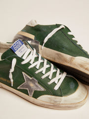 Men's Super-Star in green leather and multifoxing