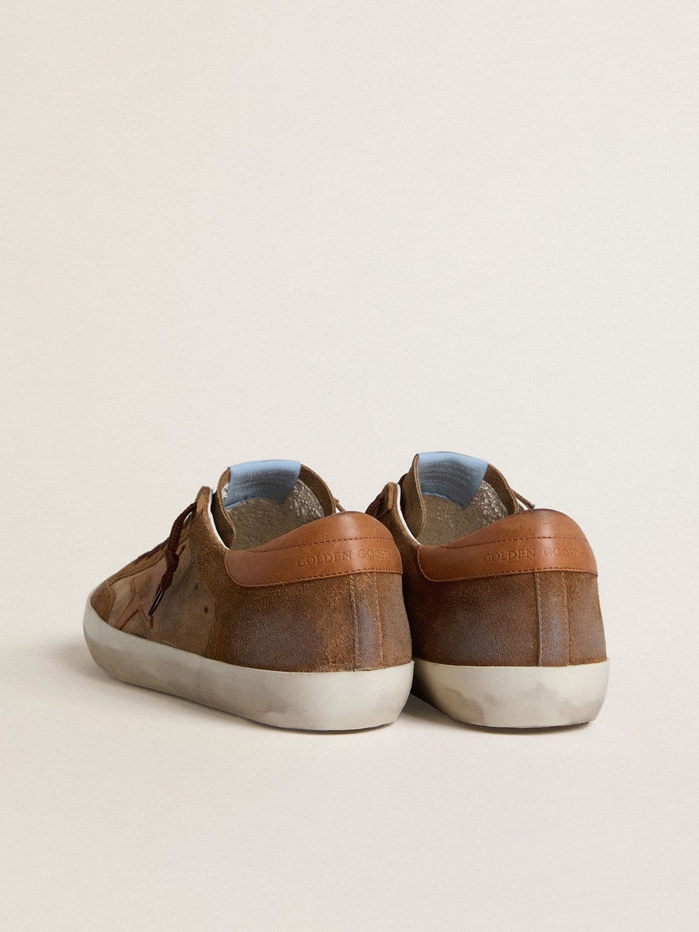 Men's Super-Star in brown suede with tan leather star and heel tab