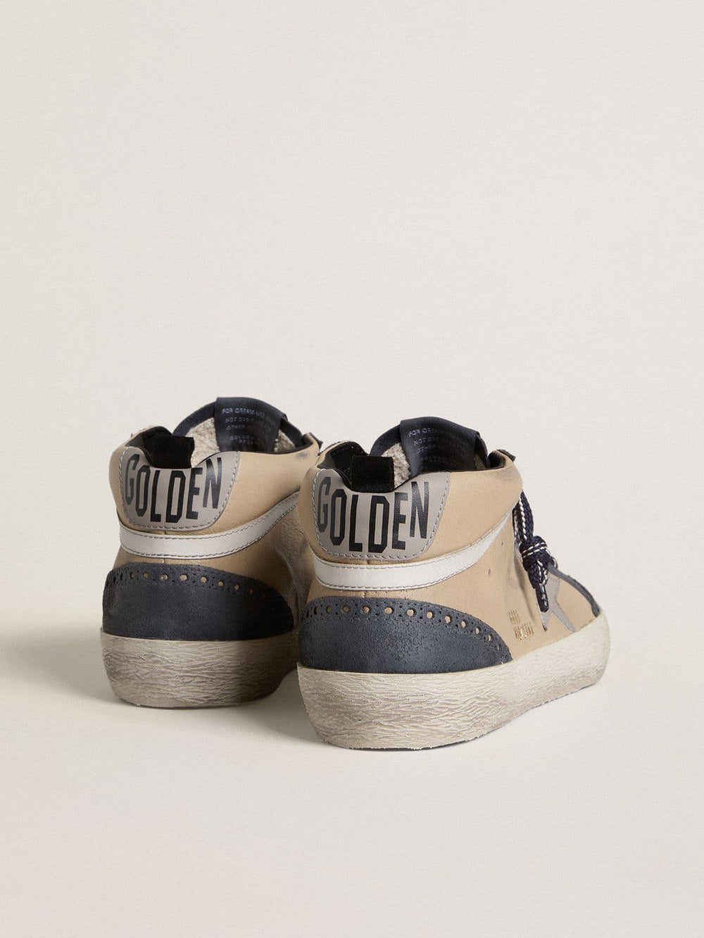 Men's Mid Star in beige and blue suede with gray nappa leather star and white leather flash