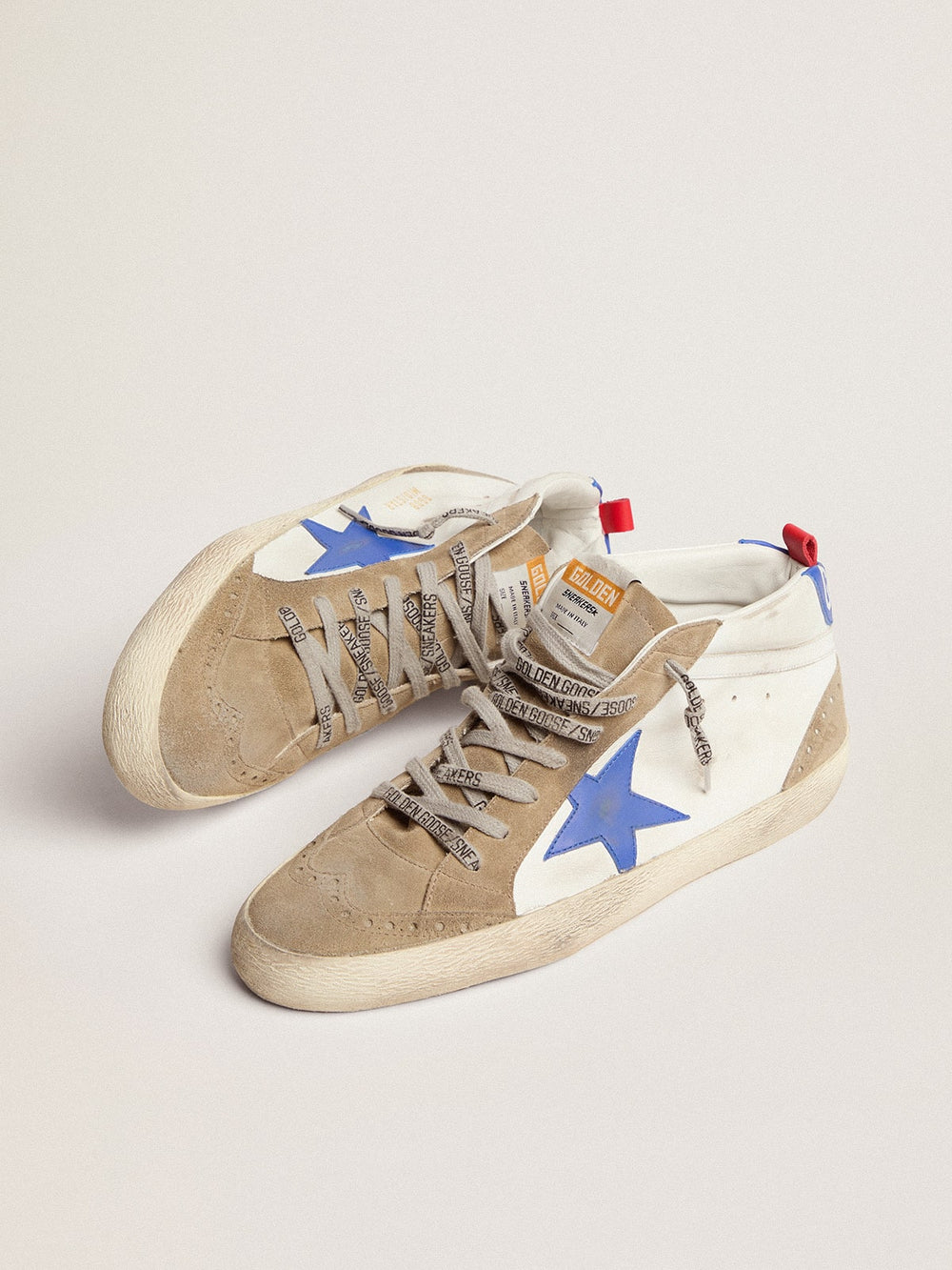 Men's Mid Star with blue leather star and dove-gray suede inserts