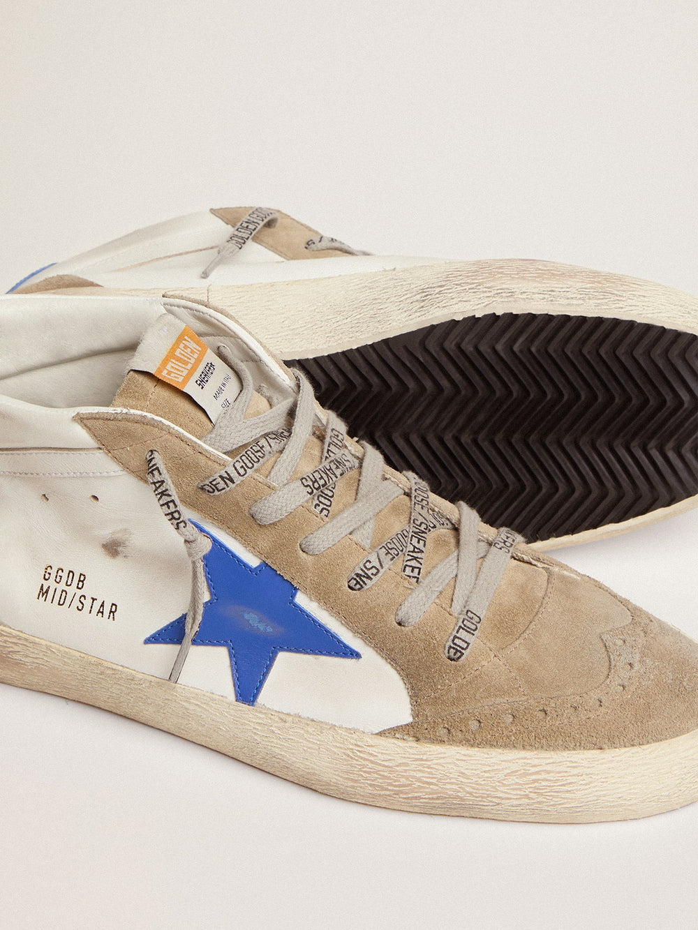 Men's Mid Star with blue leather star and dove-gray suede inserts