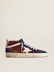 Men's Mid Star in wine-red suede with white nappa star and flash