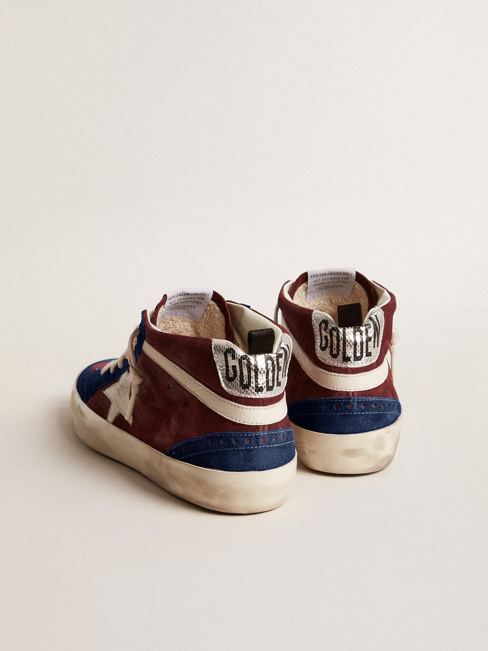 Men's Mid Star in wine-red suede with white nappa star and flash