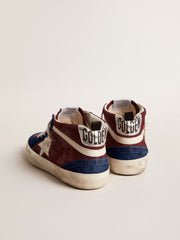 Men's Mid Star in wine-red suede with white nappa star and flash