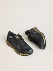 Men's Dad-Star in black naplak and crackle leather with black star and heel tab