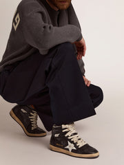 Sky-Star in black nappa leather with white leather star