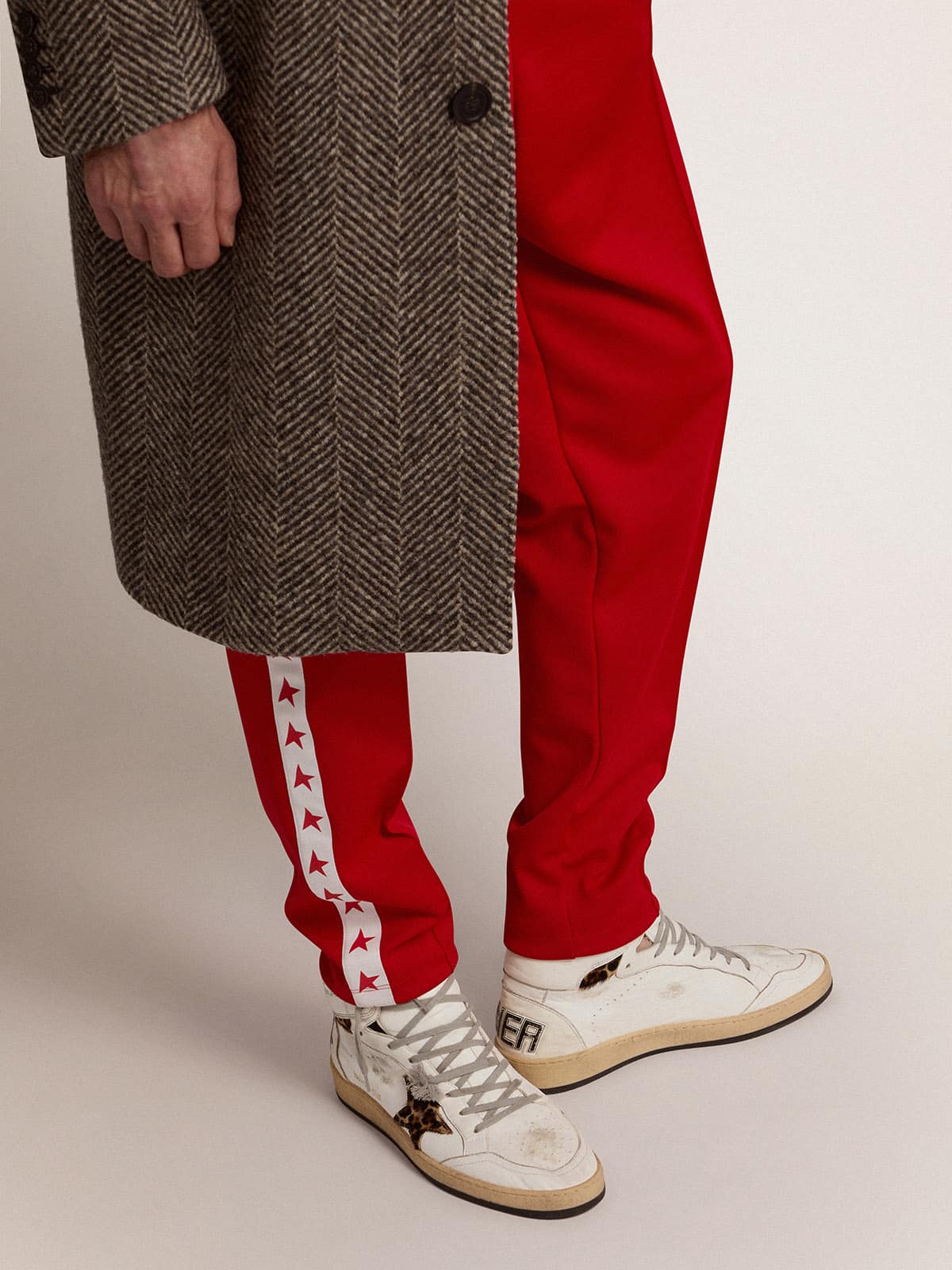 Sky-Star sneakers with signature on the ankle and leopard-print pony skin inserts