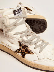 Sky-Star sneakers with signature on the ankle and leopard-print pony skin inserts