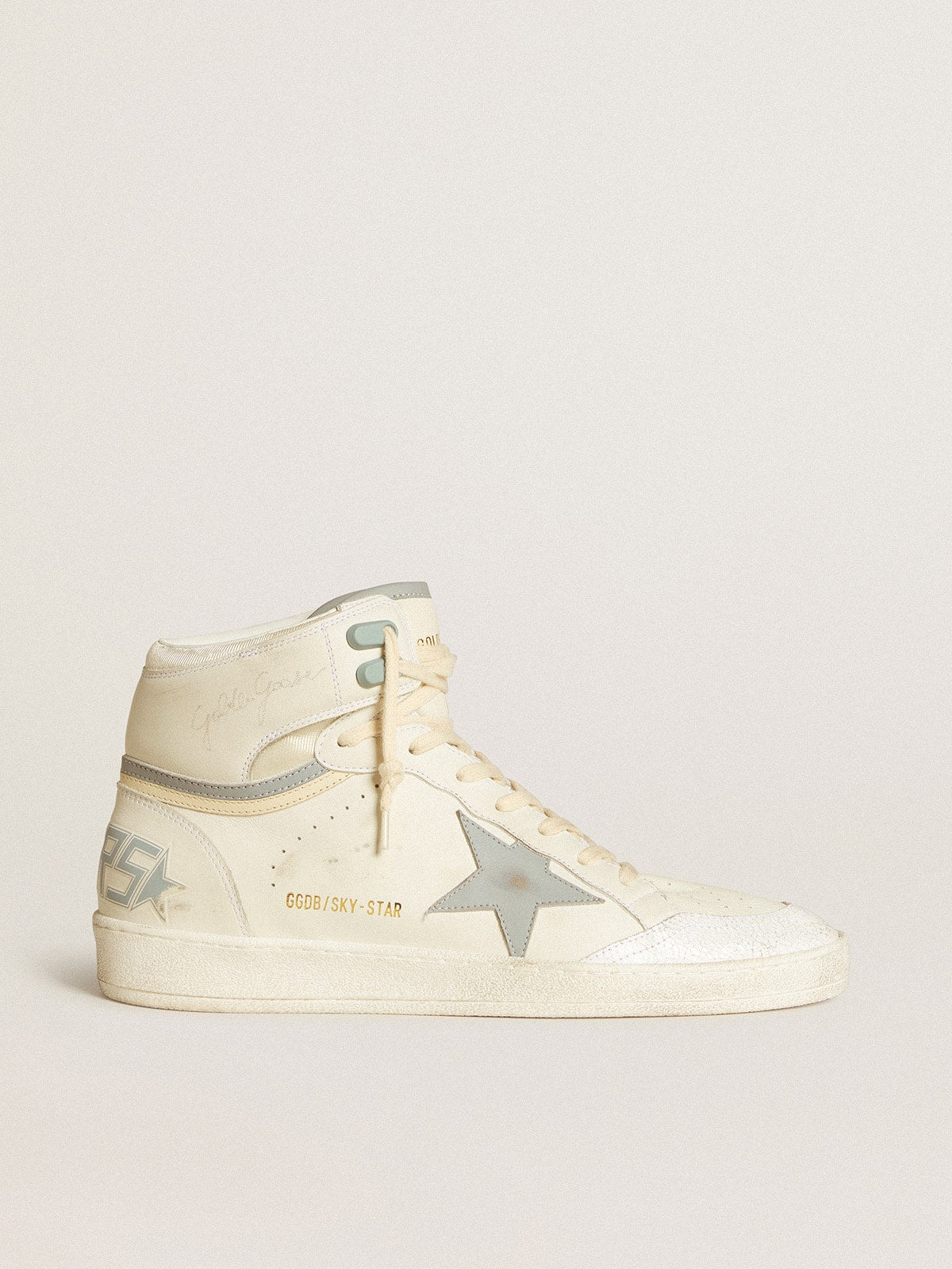 Men's Sky-Star in leather with light blue leather star and white heel tab