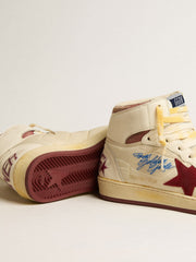 Sky-Star in beige nylon and nappa with pomegranate suede star
