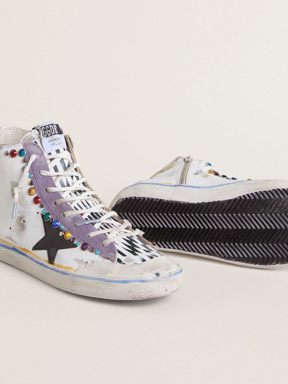Men’s Francy Penstar LAB with black leather star and multicolor studs