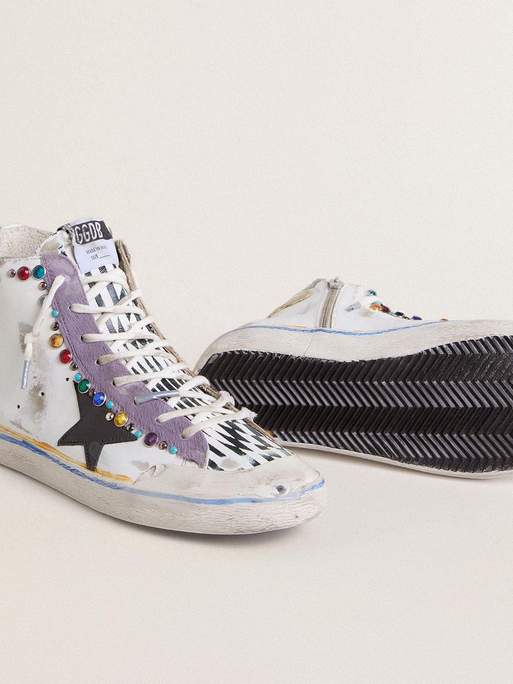 Men’s Francy Penstar LAB with black leather star and multicolor studs