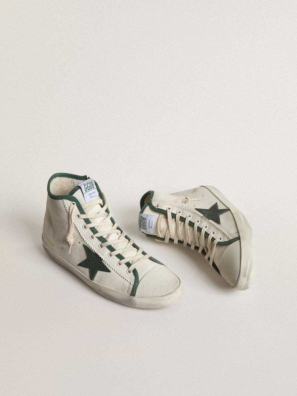 Men's Francy LTD in white nappa leather with green rubber star