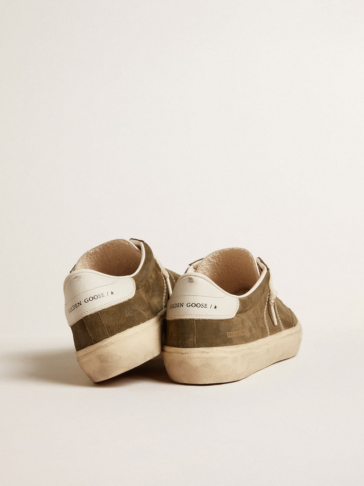 Men's Soul Star in green suede with white leather heel tab and tongue