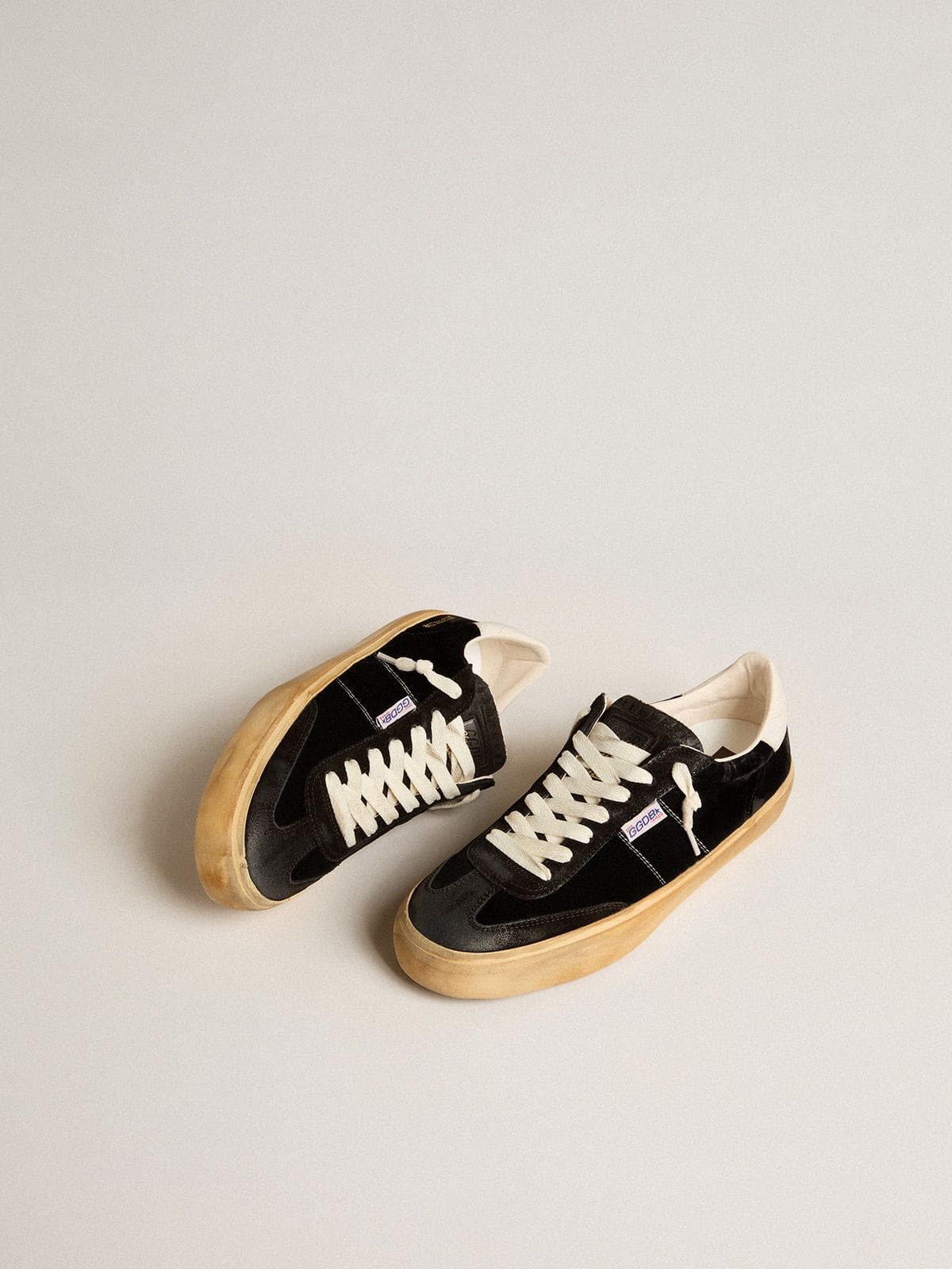 Men's Soul Star in black velvet with white leather heel tab