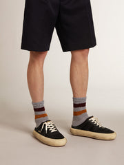 Men's Space-Star Sabots in black nylon with black leather star