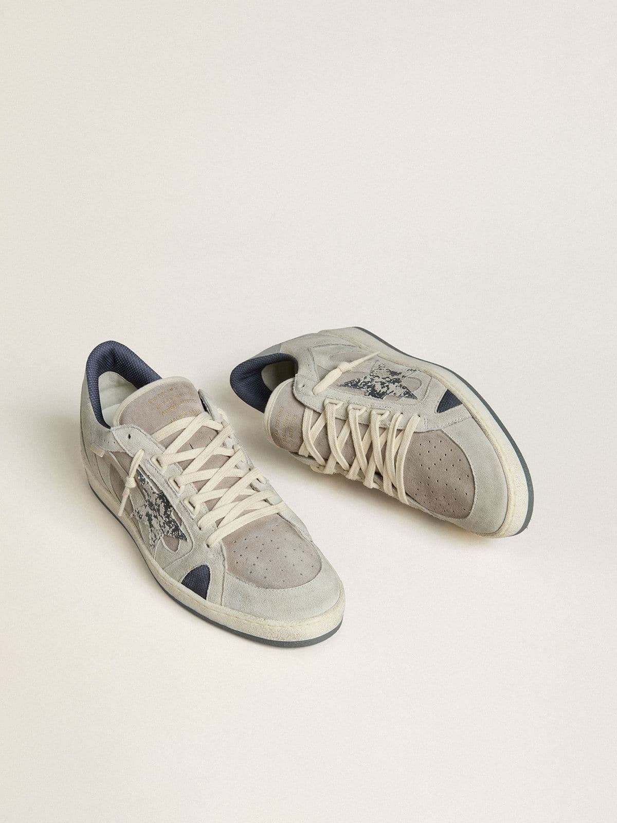 Men's Ball Star LTD in dove-gray and gray suede with pearl-gray leather heel tab