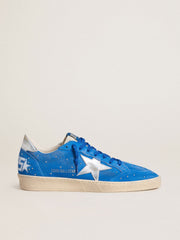 Men's Ball Star in light blue suede with studs and silver metallic leather star