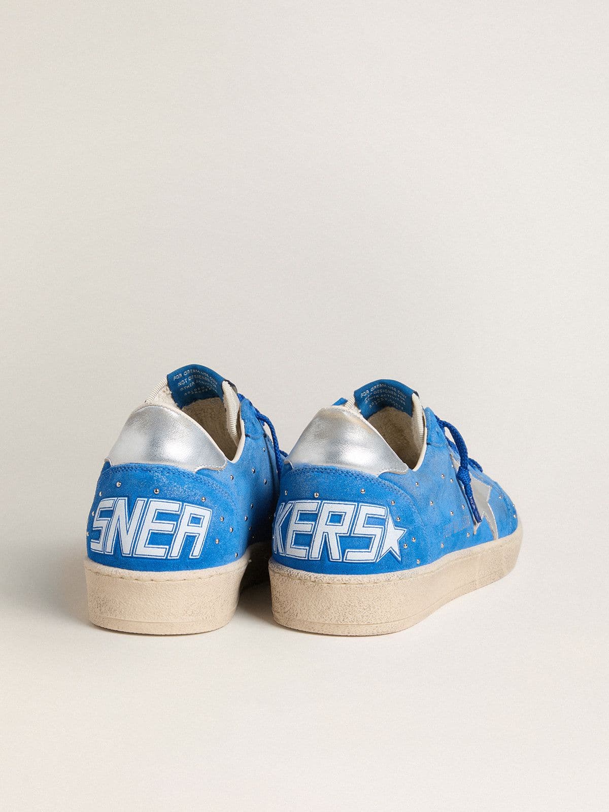 Men's Ball Star in light blue suede with studs and silver metallic leather star