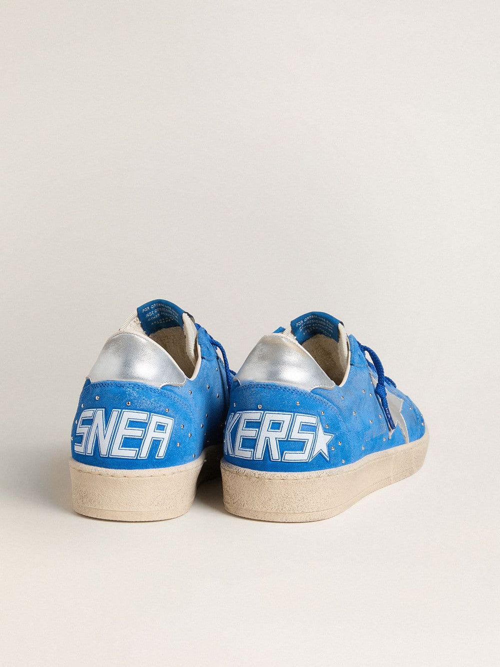 Men's Ball Star in light blue suede with studs and silver metallic leather star