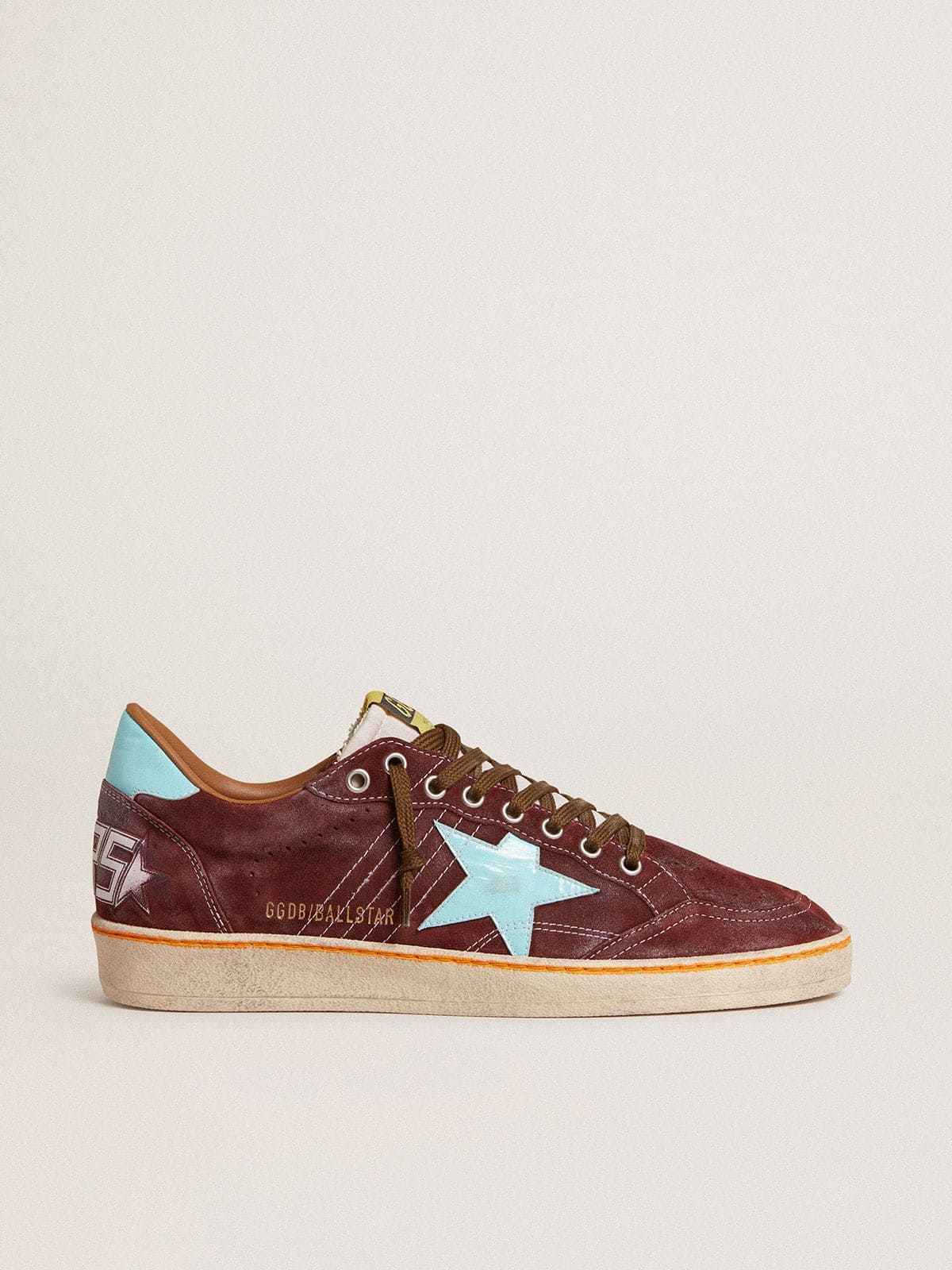 Men’s Ball Star in dark red suede with light blue star and heel tab