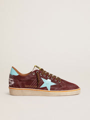 Men’s Ball Star in dark red suede with light blue star and heel tab