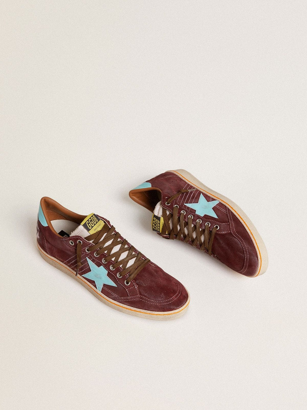 Men’s Ball Star in dark red suede with light blue star and heel tab